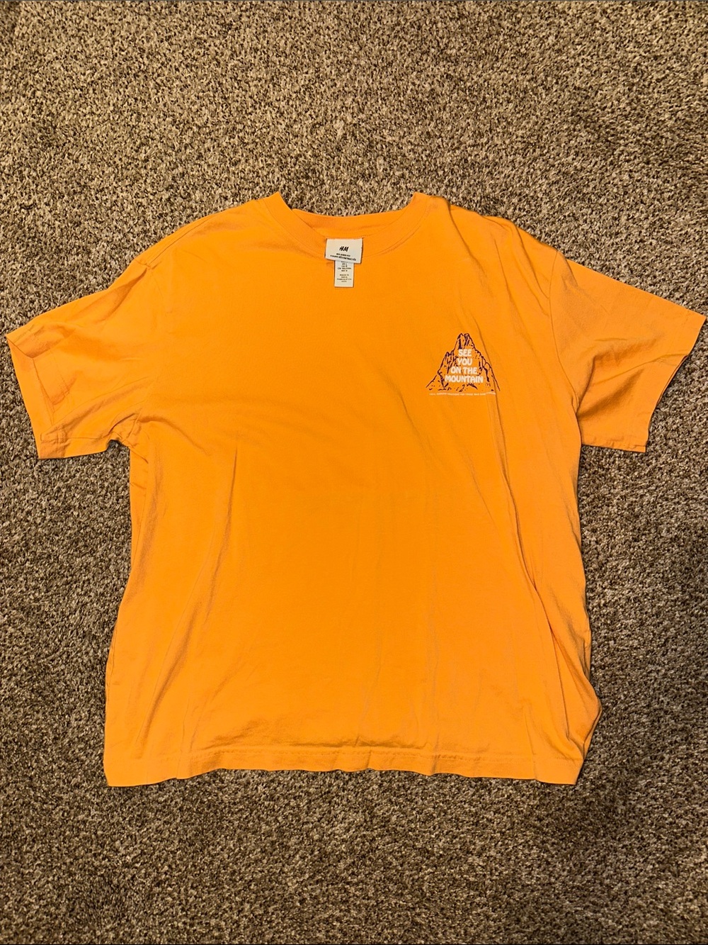 H&M Men's Bright Orange Short-Sleeve Graphic Tee